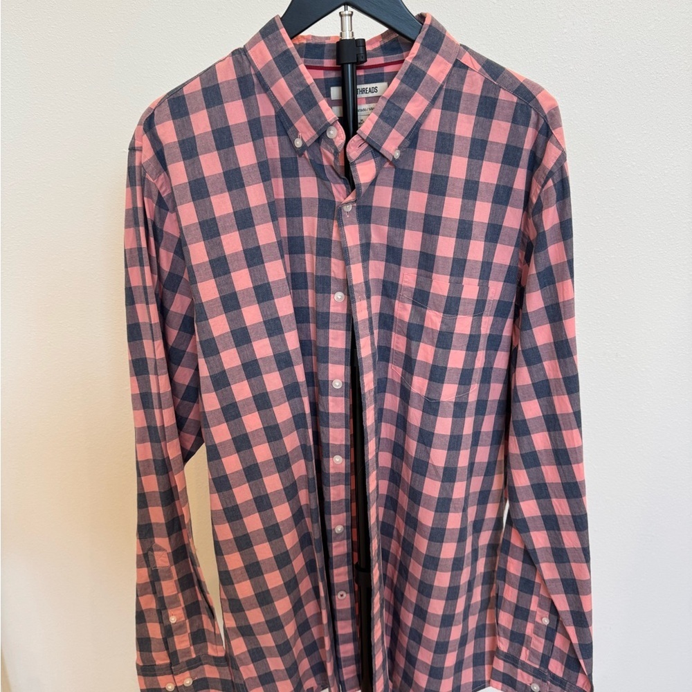 Goodthreads‎ Pink and Navy Plaid Shirt